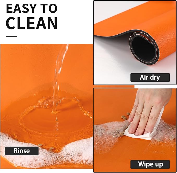 HotLive Dog Food Mat - Absorbent Cat Mat for Food and Water, No Stains Pet Feeding Bowl Mat, Easy to Clean Pet Placemats, Quick Dry Dog Water Dispenser Mat for Messy Drinkers | Paw Orange 16"x 24"