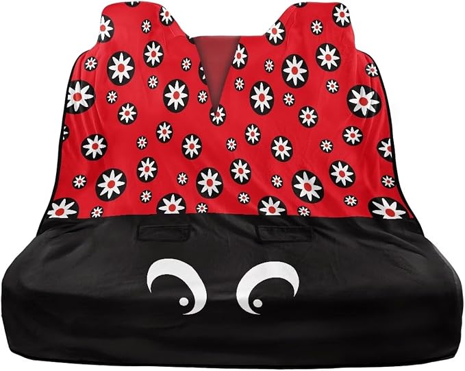 Renewold Auto Seat Towel Cover Vehicles Rear Bench Towel with Storage Bag Car Back Seat Pet Cover for Dogs Cats Blanket for Yoga Picnic Gym Ladybug Funny Car Travel Accessories Decor Large