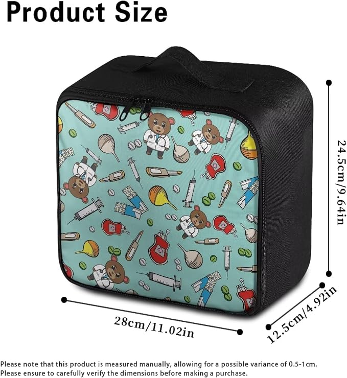 Cute First Aid Bag Empty Bear Doctors Medical Bag Empty Medium Portable First Aid Pouches Empty Pink Medical Supplies Organizer Bag for School Kids Student Car Home Camping Hiking