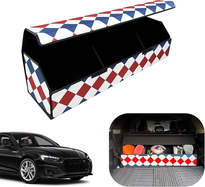 Car Trunk Organizer for For Audi A4 - Custom Fit,Easy Installation，Large Space Outdoor Trunk Organizer with Leather,Hook and Loop Fastener,4-Layer Cover,For Audi A4 2017-2025