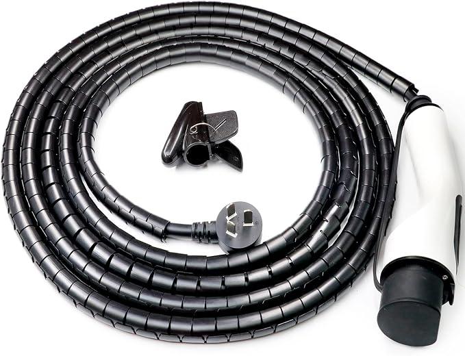 EV Charger Cable Protector, 26FT EV Charger Cord Protector Sleeve - Flexible Wire Loom Cover for Electric Vehicle Charging Cable, Prevents Door Squash, Pet Chew, Tripping & Tangles, Garage Outdoor Use