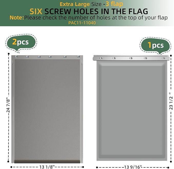 MIAOTONG Dog Door Replacement Flap with Screws, 3-Flap, Weatherproof, XL | Compatible with PetSafe Freedom Doggie Doors PAC 11-11040,13 1/8" X 24 7/8",Dog Door Flap for Extreme Weather (-20 to120°F)
