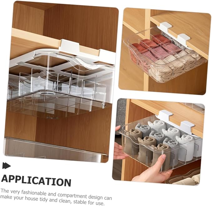 VOSAREA Drawer Organizer Box 15-Grid PET with Lid for Socks
