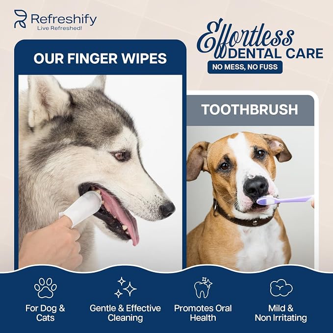 Dog Teeth Cleaning Wipes (100 Value Pack) Fresh Mint Cat & Dog Dental Wipes | Vet Formulated Pet Dental Wipes – Pet Teeth Cleaning Finger Wipes – Effective Teeth Cleaning, Plaque & Tartar Solution