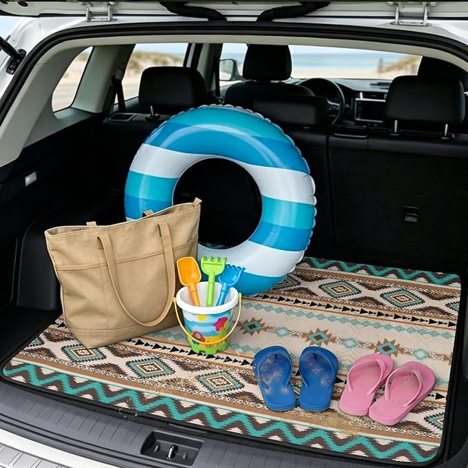 Howilath Southwestern Aztec Tribal Car Trunk Mat All Weather Cargo Liner Durable Trunk Mat for Cars, Universal Rear Trunk Protection Non-Slip Vehicle Interior Accessories 29"x39"