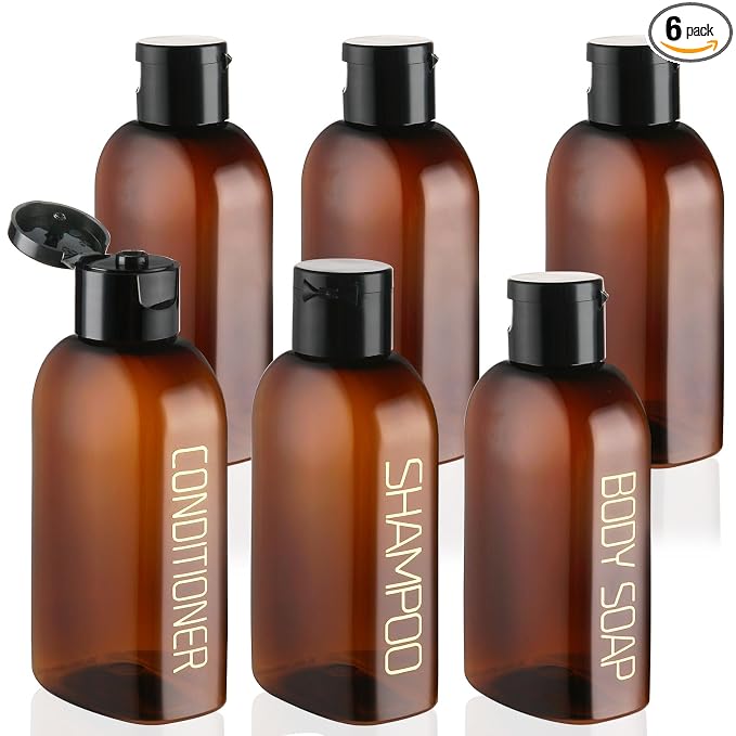 Cosywell Travel Bottles for Toiletries - 6 PCS Shampoo Bottles, TSA Approved Travel Size, Leak Proof Containers with Flip Cap