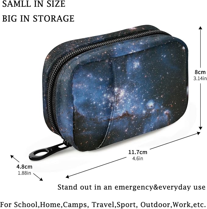 Fustylead Irregular Galaxy Travel Pill Case Bag with Zipper Weekly Pill Box 8 Compartments 7 Day Personal Pill Case Purse Medicine Case Organizer