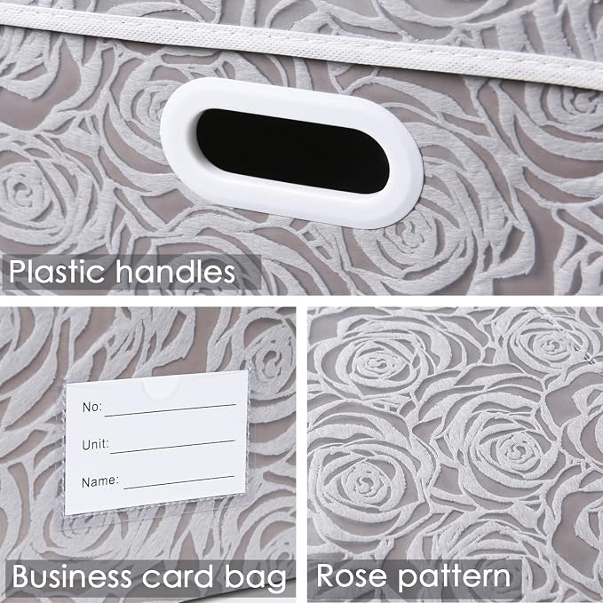 Jumbo Collapsible Storage Boxes with Lids Fabric Decorative Storage Bins Cubes Organizer Baskets with Cover Handles Divider for Bedroom Closet Living Room 23.2x15.7x11.8 Inch 3 Pack