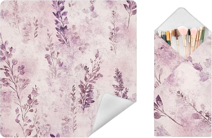 JIPONI Romantic Lavender Makeup Bag, Self-Adhesive Magic Wrap Cloth, Portable Cosmetic Organizer, Camera Lens Protector, Travel Storage for Beauty Essentials, 17.7"x17.7"