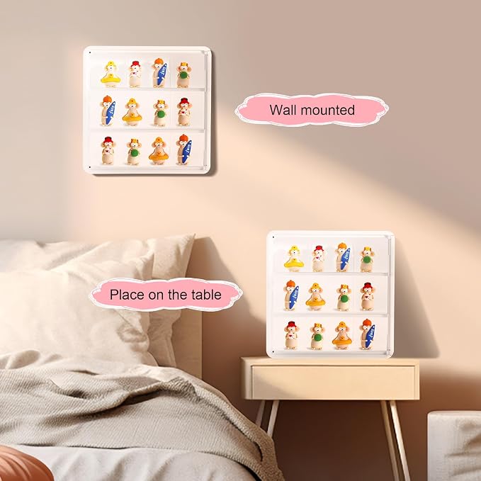 Honeydak 4 Pcs Clear Display Case for Figures Wall-Mounted Doll Storage Box 3Tiers Dust Proof Acrylic Figure Display Case with Magnetic Door for Collectible Mini Figures Toys 11.81 x 11.81 x 3.15 inch