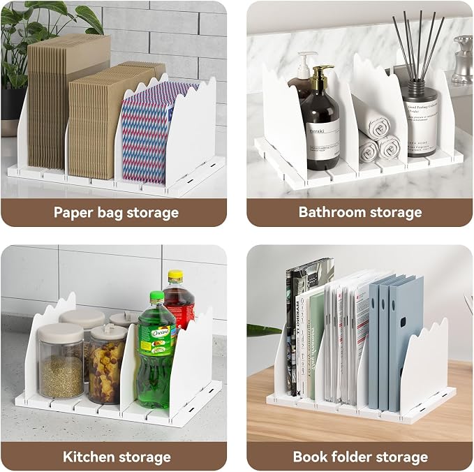 SOYO Adjustable Shelf Dividers for Closet, Purse Organizers for Bag, White | Acrylic Handbag Storage Pocketbook Organizer, Bookshelf Separators for Bedroom Armoire Wardrobe Office Cabinet, 2-Pack