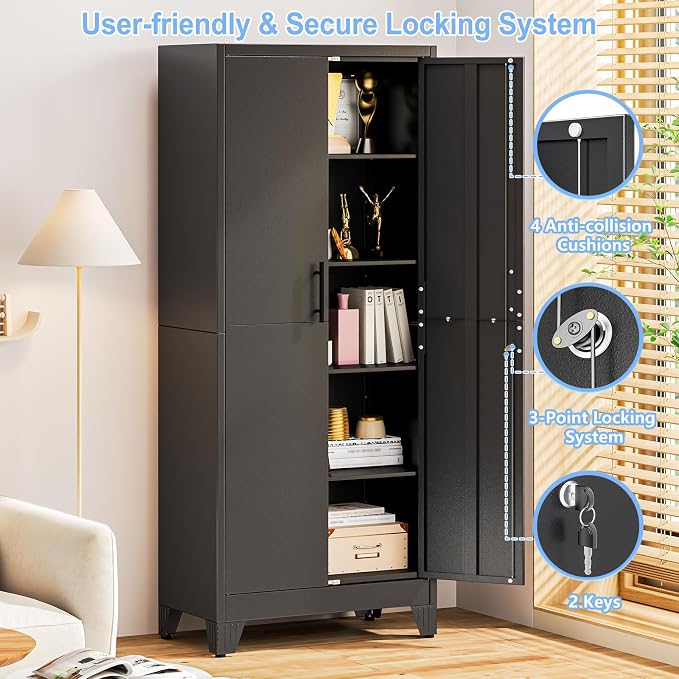 70.86" Metal Storage Cabinet for Garage, Tool Cabinet, Utility Cabinet