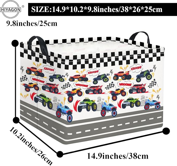 Rectangular Kids Basket Baby Girl Basket Fabric Storage Bin Organizer Box Room Decor(Racing Car)