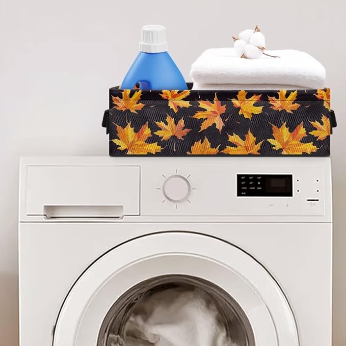 Thanksgiving Maple Leaf Toilet Paper Basket Bathroom Basket with Handle, Toilet Roll Storage Modern Organizer and Storage Container, Decorative Shelf Bin Bathroom Decor