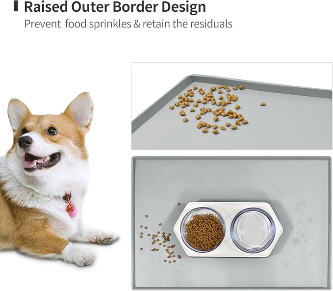 Silicone Dog Food Mat Waterproof Pet Feeding Tray for Medium and Large Dogs
