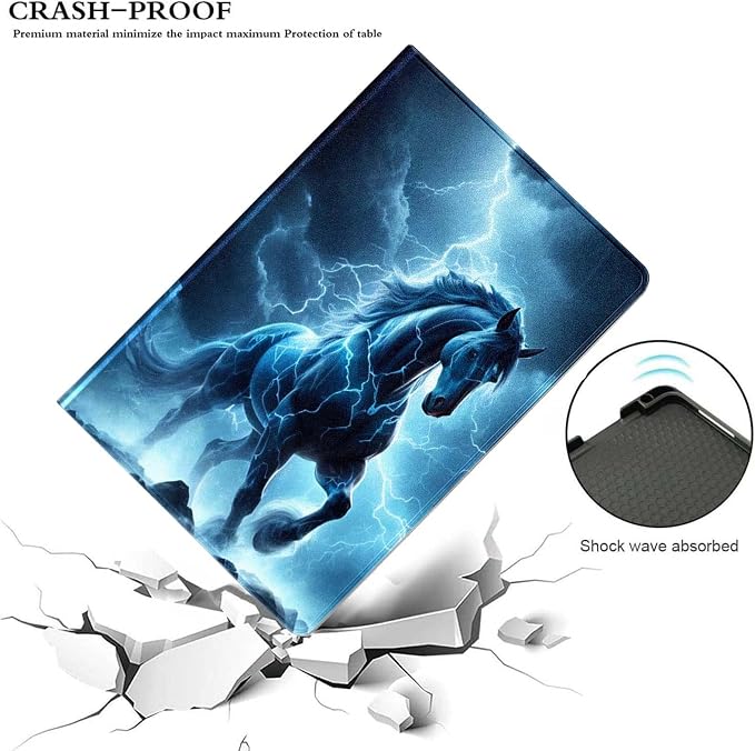 for Samsung Galaxy Tab S6 10.5" Tablet Case(Model SM-T860/T865/T867) 2019 Release,Premium Leather Folio Stand Auto Wake/Sleep,Multiple Viewing Stand,Lightning Horse