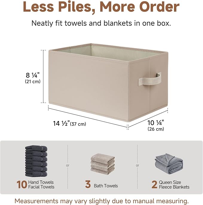 StorageWorks Closet Storage Bins, Light Brown, Large, 3-Pack | Closet Organizer Storage Baskets, Fabric Storage Bins for Shelves, Closet Organization, Organizer Bins