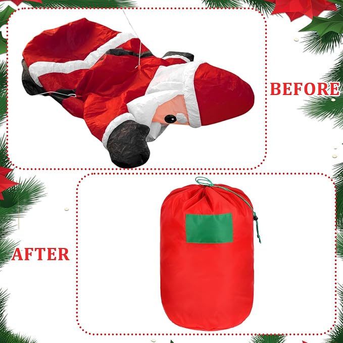 4Pack 21 x 12 Inch Christmas Inflatable Decorations Storage Bags Drawstring Waterproof Christmas Storage Containers with Blackboard for Xmas Ornaments Accessories Organizer