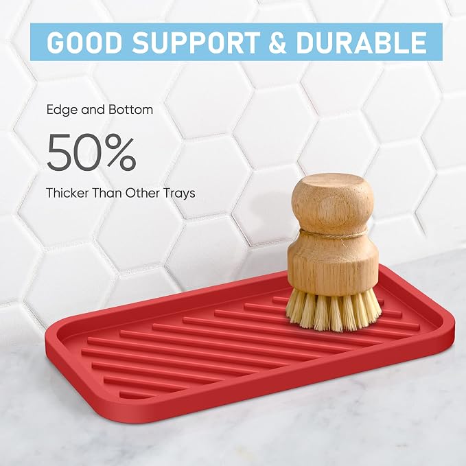 Silicone Sponge Holder-Large Thick Durable 10" Sink Organizer Tray-Kitchen