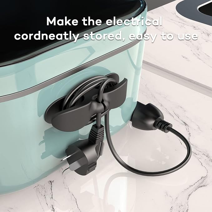 4PCS Cord Organizer For Appliances,UMUST Kitchen Appliance Cord Winder Holder, Cable Wrapper Stick Firmly for Coffee Maker Pressure Cooker (Black,White)