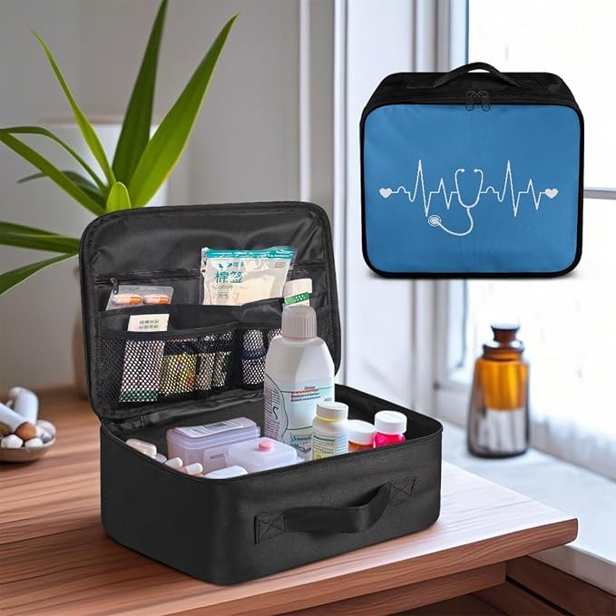 First Aid Bag Empty Medium Medical Bag Nurse Stethoscope Blue Travel Medicine Kit Bag for College Dorm Student Medical Supplies Organizer Bag Portable Kit for Traveling