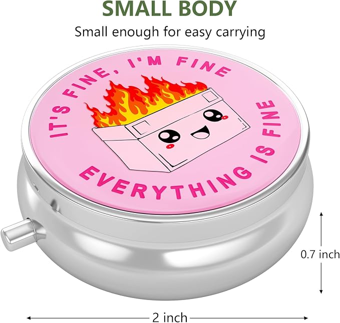Nipichsha Pill Box, Small Pill Case for Purse & Pocket, Cute Travel Medicine Organizer, Portable Medicine Container Holder to Hold Vitamins, Medication, Fish Oil & Supplement, Pink Cute Dumpster | Cute Travel Medicine Organizer, Portable Medicine Conta...