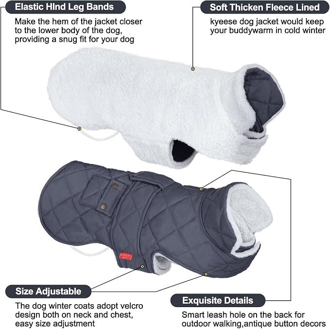 KYEESE Waterproof & Windproof Dog Coat for Small Dogs Puffer Jacket
