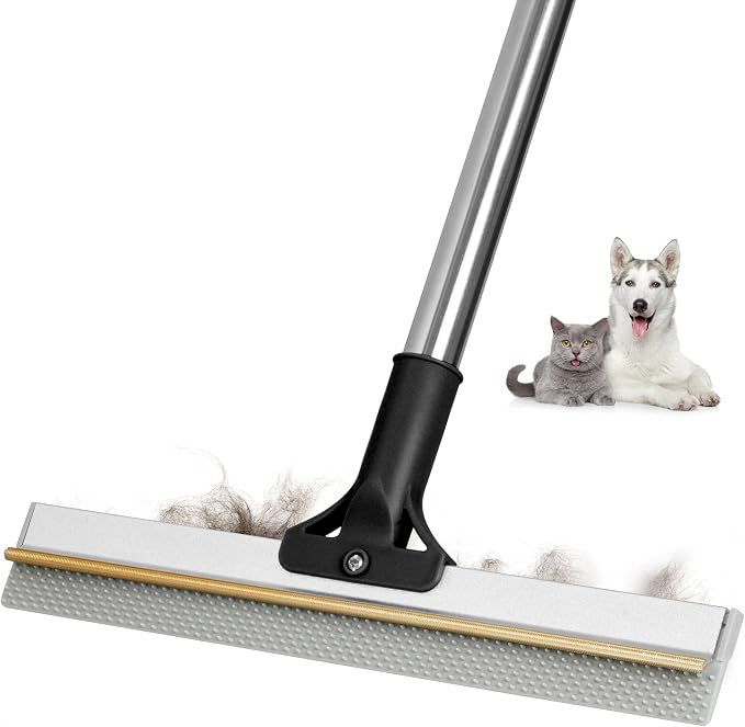 Carpet Rake for Pet Hair Removal Tool,Reusable Hair Remover Broom | Dual-Action Carpet Brush, 2 in 1 TPU and Copper Rake Teeth, 54" Adjustable Long Handle, Dog Cat Fur Broom for Rugs Mats Floor