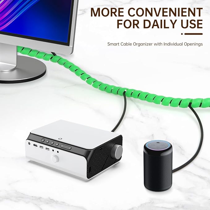 Spiral Cable Wrap, 10ft Cable Sleeves for Cords, Flexible Cable Management Sleeve for Computer, Power, Audio & Video Cords (Green, 5/16")