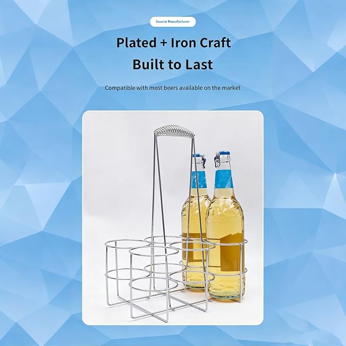 6 Pack Beverage Carriers with Ergonomic Handle Portable, L, B L | Storage Rack for BBQs and Gatherings, Carry Basket for Entertaining and Outdoor Use, Metal Wire Design