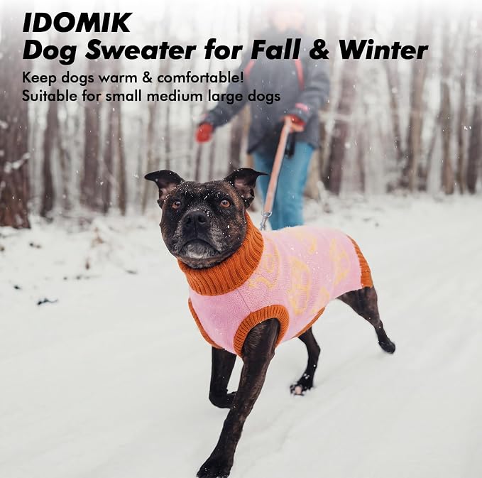 IDOMIK Dog Sweater with Foldable Turtleneck, Soft Pet Winter Sweater, XXL | Stretchy Knit Dog Sweaters for Large Dogs, Sleeveless Warm Dog Pullover Sweatshirt, Comfortable Winter Apparel