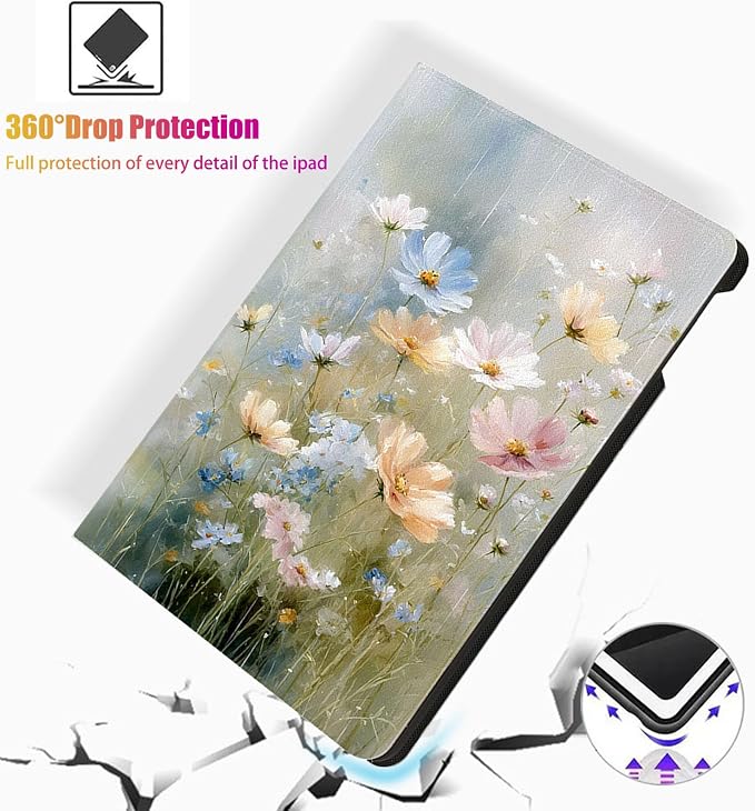 for Microsoft Surface Pro 8-13" 2021 Tablet Case,Auto Wake/Sleep,Adjustable Stand Protective Cover - Watercolor Flower
