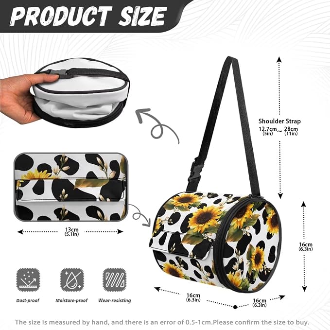 Sunflower Cow Hanging Paper Towel Roll Holder with Adjustable Strap Water Resistant Toilet Tissue Roll Dispenser Handy Toilet Paper Cover Storage Holder