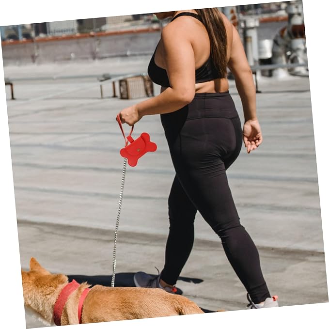 Kisangel Dog Waste Bag Holder Convenient Poop Bag Dispenser for Leash Durable PU Material Easy Attachment for Hiking Camping and Daily Walks