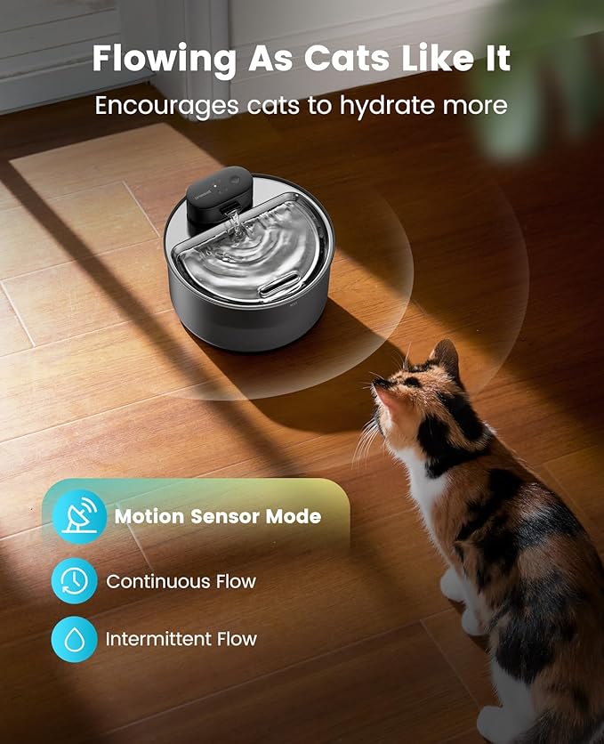 oneisall Cat Water Fountain Stainless Steel Tray: 108oz/3.2L Wireless Pet Fountain for Cats Indoor, Rechargeable Battery Operated Automatic Cordless Water Dispenser for Drinking, Ultra Quiet, BPA-Free