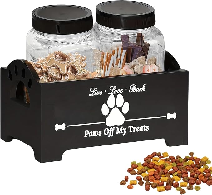 Dog Treat Container - Wooden Puppy Cookie Holder, Wooden Pet Food Holder Organizer | Multifunctional Airtight Dog Food Storage Container, Cat Cookie Jar, Dog Stuff Organizer For Dog, Cat PET OWNERrr