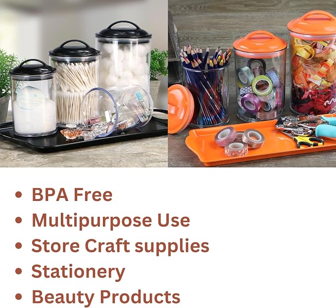 Reston Lloyd Food Storage Containers, BPA Free Airtight Canisters for Cereal, Pasta, Sugar, Coffee, Flour, Cookies, Loose Tea, for Kitchen Organization, Set of 3, Pink (Pack of 4)