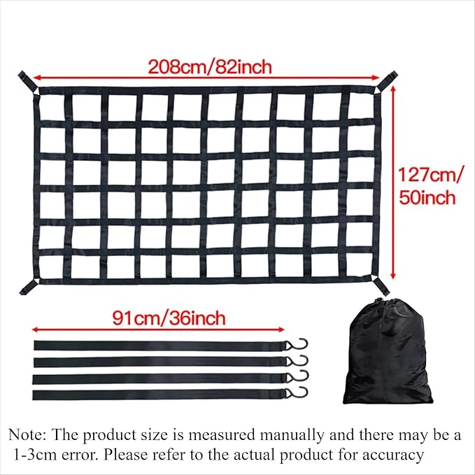 Car Nets 127X106cm/167X127cm/208X127cm Heavy Cargo Net Truck Trunk Roof Cargo Network Card For Trailer Luggage Net聽聽(L)