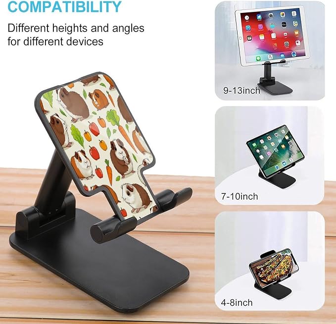 Vegetable Food Cute Guinea Pigs Pets Phone Holder with Non Slip Base | Fashion, Adjustable Height, Mobile Stand, Travel Office, Desk Accessories, Smartphones Tablet