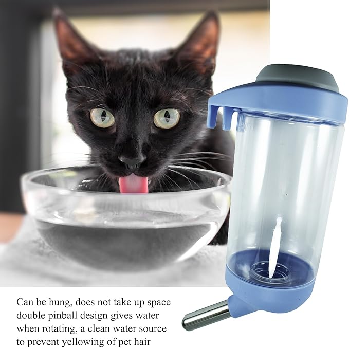 Dog Crate Water Bottle Dispenser - No Drip Dog Kennel Water Dispenser & Cage Bottle - Easy-to-Use Water Bottle for Cat Crate - Perfect for Keeping Your Pet Hydrated (Blue)-350ML