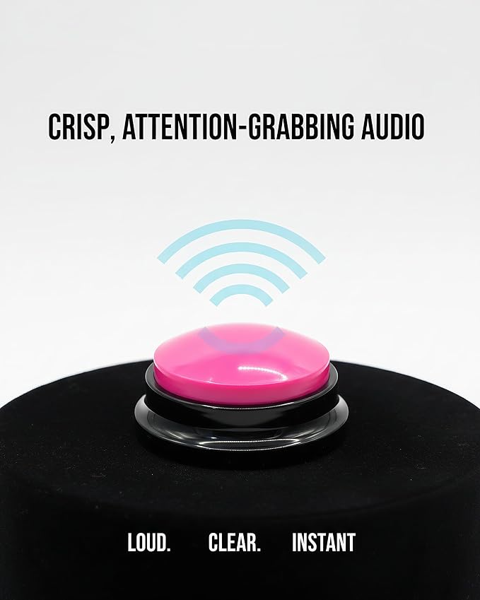 Dog Talk Buttons Voice Recording Button for Communication and Pet Training 30-Second Record & Playback Talking Button for Study, Office, Family, and Kids (Pink, one)