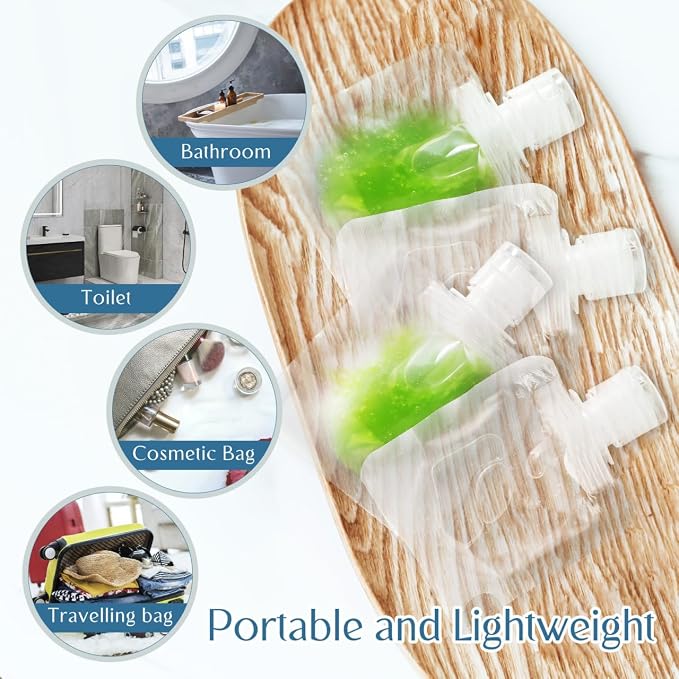Ipetboom Refillable Travel Pouches 15-Pack Small Reusable Squeeze Bags 1 Oz Travel Containers for Toiletries Shampoo Conditioner Lotion Leakproof Flip-Top Cap
