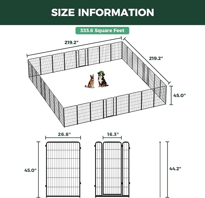 FXW Homeplus Indoor Dog Playpen, 45" H, 32 Panels, for Large Dogs | Stress-free play, Heavy-duty, Semi-open design, Easy setup, Threshold-free gate, Expandable, Patented