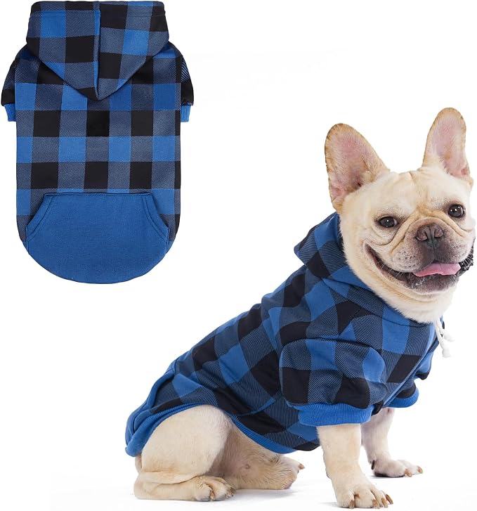 Plaid Dog Hoodie Pet Clothes Sweaters with Hat