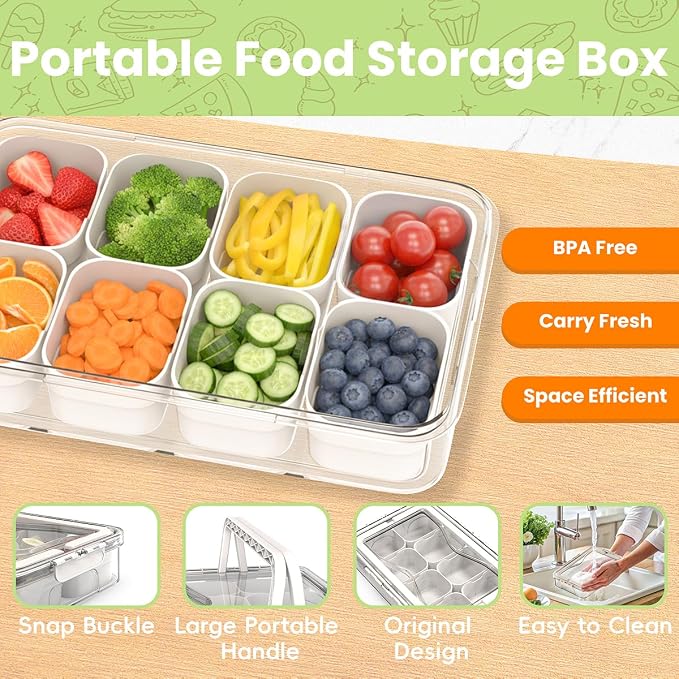 2 Pack Charcuterie Container with 12 Compartments White