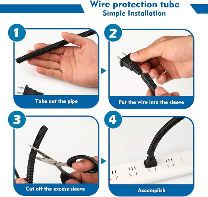 Cord Protector for Pets,Cord Cover and Cable Protector Stops Chewing-20FT | Chew-Resistant Wire Cover for Dogs ,Rabbits, Cats and Other Pets -Black