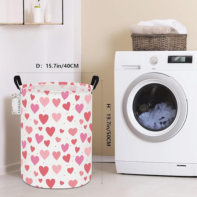 Storage Bin Foldable Nursery Organizer Basket Hearts | Foldable with Waterproof PE Coating Organizer Bin for Kids Boys and Girls,Office,Bedroom,Clothes