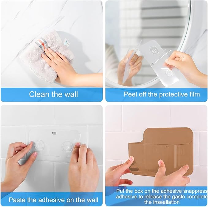 CGBE 2-Pack Cabinet Door Organizer, Self Adhesive Bathroom Shelves, Amber | Acrylic Shower Caddy, Wall Mounted Storage, No Drilling, Automatic Draining, For Cabinet Door and Shower Wall