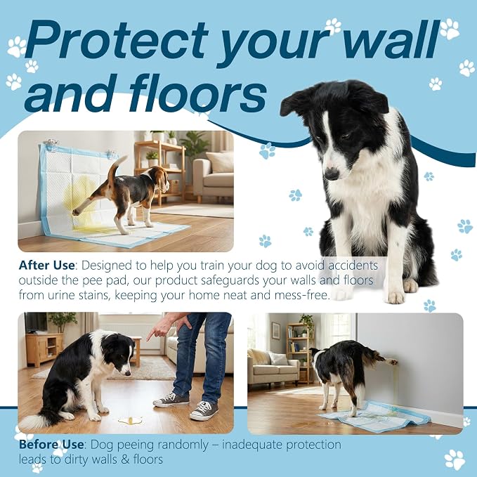 Dog Pee Pad Wall Holder Clips for Potty Training, Pee Pad Holder with Walls | 15 Pcs, Male Dog Leg Lifter, Protect Wall & Floor, Indoor, Strong Adhesive, Compatible with Many Sizes of Pee Pads