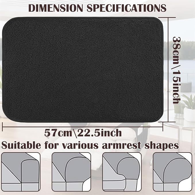 Sherpa Fleece Armrest and Headrest Covers with 2 Pockets | Soft fleece with nonslip silicone backing helps protect leather and fabric furniture from pet scratches machine washable